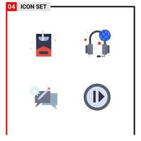 Set of 4 Modern UI Icons Symbols Signs for smoke discussion help world message Editable Vector Design Elements