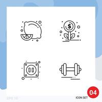 4 Creative Icons Modern Signs and Symbols of citrus fruit socket lemon fruit investment fitness Editable Vector Design Elements