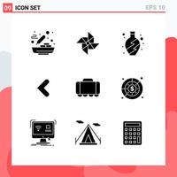 Modern Set of 9 Solid Glyphs and symbols such as budget tank living railroad backword Editable Vector Design Elements