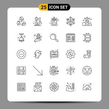 grupo de 25 líneas modernas establecidas para el laboratorio de aprendizaje de negocios lenguaje hobby elementos de diseño vectorial editables vector