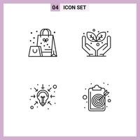 Modern Set of 4 Filledline Flat Colors and symbols such as bag intelligence surprise save the world aim Editable Vector Design Elements