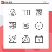 9 User Interface Outline Pack of modern Signs and Symbols of agreement paper living contract flag Editable Vector Design Elements