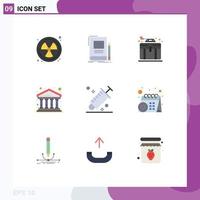 Universal Icon Symbols Group of 9 Modern Flat Colors of colour building business finance bank Editable Vector Design Elements