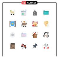 Pack of 16 Modern Flat Colors Signs and Symbols for Web Print Media such as multimedia file product empty computer Editable Pack of Creative Vector Design Elements