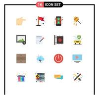 16 User Interface Flat Color Pack of modern Signs and Symbols of color bucket photo mobile image honey Editable Pack of Creative Vector Design Elements