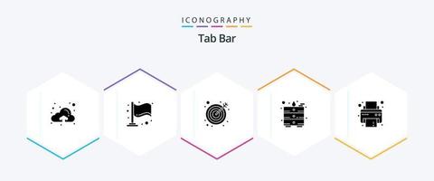 Tab Bar 25 Glyph icon pack including . . target. printer. device vector