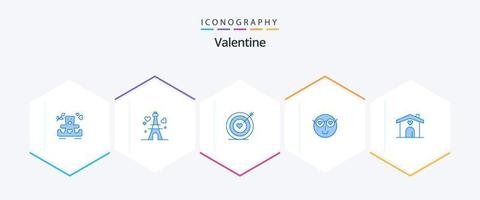 Valentine 25 Blue icon pack including home. cute. target. love. smiley vector