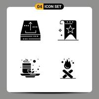 Modern Set of 4 Solid Glyphs Pictograph of archive reputation office favorite green Editable Vector Design Elements