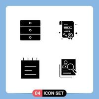 Group of 4 Modern Solid Glyphs Set for furniture school wardrobe diploma hr Editable Vector Design Elements