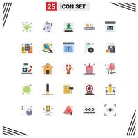 User Interface Pack of 25 Basic Flat Colors of conveyor belt mubarak globe christmas Editable Vector Design Elements