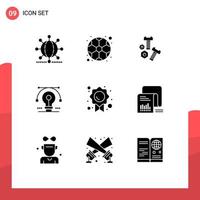 paquete de iconos de vector de stock de 9 signos y símbolos de línea para dibujar herramientas de idea de juego de solución elementos de diseño de vector editables