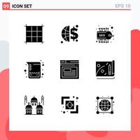 9 Universal Solid Glyphs Set for Web and Mobile Applications mosque file test achievement web Editable Vector Design Elements