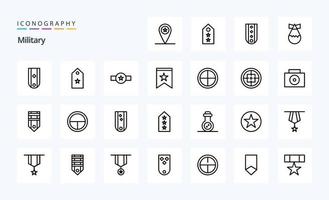 25 Military Line icon pack vector