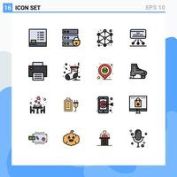 Mobile Interface Flat Color Filled Line Set of 16 Pictograms of computers board modeling presentation seo Editable Creative Vector Design Elements