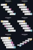 plantilla de diapositiva de presentación del paquete de infografías vectoriales 6 diagramas de ciclo de 5 pasos y líneas de tiempo vector