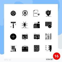 Pack of 16 creative Solid Glyphs of transfer money coding financial file Editable Vector Design Elements