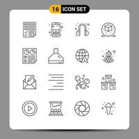 Outline Pack of 16 Universal Symbols of document deliver mobile store box Editable Vector Design Elements