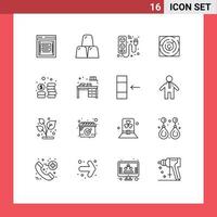 Set of 16 Modern UI Icons Symbols Signs for strategy map gold maze electricity Editable Vector Design Elements