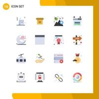 16 Universal Flat Color Signs Symbols of eid page analysis login mission Editable Pack of Creative Vector Design Elements