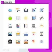 Modern Set of 25 Flat Colors Pictograph of apple research system paper call Editable Vector Design Elements