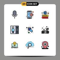 Set of 9 Modern UI Icons Symbols Signs for beach up education arrow group Editable Vector Design Elements