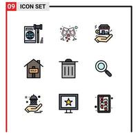 paquete de iconos de vector de stock de 9 signos y símbolos de línea para elementos de diseño de vector editables de dólar de propiedad de partido vendido basura