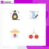 4 Universal Flat Icons Set for Web and Mobile Applications income box sponsor write easter Editable Vector Design Elements