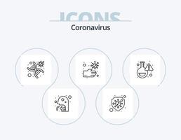 paquete de iconos de línea de coronavirus 5 diseño de iconos. bacteria. proteccion. coronavirus. enfermedad. viral vector