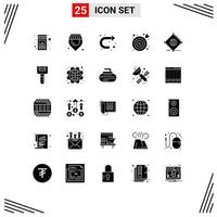 Modern Set of 25 Solid Glyphs Pictograph of of internet sign iot center Editable Vector Design Elements