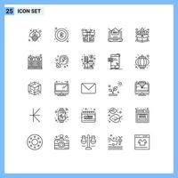 Group of 25 Modern Lines Set for product bundle love web setting Editable Vector Design Elements