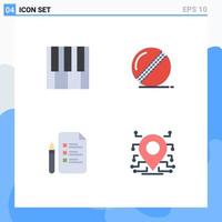 Set of 4 Vector Flat Icons on Grid for keyboard pen ball sport location Editable Vector Design Elements