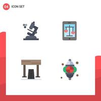 Group of 4 Flat Icons Signs and Symbols for biology athletics court legal game Editable Vector Design Elements