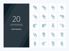 20 Hand Gestures Blue Color icon for presentation vector