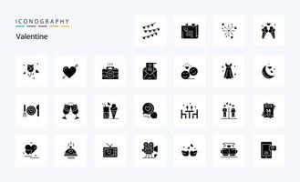 paquete de iconos de 25 glifos sólidos de san valentín vector