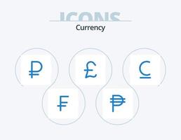 Currency Blue Icon Pack 5 Icon Design. kyrgyzstani. bulgarian. ruble. money. pound sterling vector