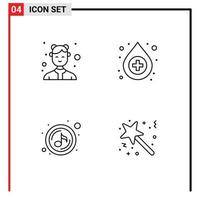 4 Creative Icons Modern Signs and Symbols of avatar play waitresses help sound Editable Vector Design Elements