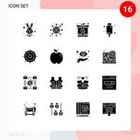 User Interface Pack of 16 Basic Solid Glyphs of boat electronic box electric cable Editable Vector Design Elements