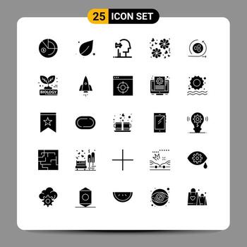 25 concepto de glifo sólido para sitios web móviles y aplicaciones modelado modelado psiquiatría amor flor elementos de diseño vectorial editables vector