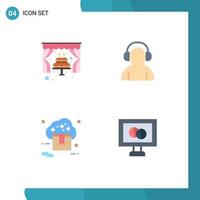 Pack of 4 Modern Flat Icons Signs and Symbols for Web Print Media such as cake online wedding man store Editable Vector Design Elements