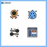 Filledline Flat Color Pack of 4 Universal Symbols of award browser pollution graphy webpage Editable Vector Design Elements