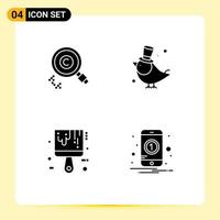 Universal Icon Symbols Group of 4 Modern Solid Glyphs of content brush owner fly tool Editable Vector Design Elements