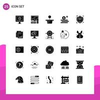 25 User Interface Solid Glyph Pack of modern Signs and Symbols of report protect plant online investment Editable Vector Design Elements