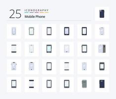 paquete de iconos de 25 colores planos para teléfonos móviles, incluido el móvil. teléfono. cámara. espalda. androide vector