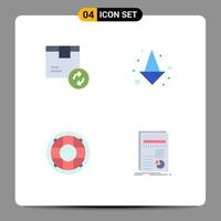 Modern Set of 4 Flat Icons and symbols such as box life service down lifesaver Editable Vector Design Elements