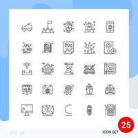 Group of 25 Lines Signs and Symbols for world electronics watch connection clothing Editable Vector Design Elements