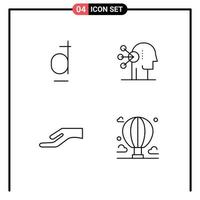 Stock Vector Icon Pack of 4 Line Signs and Symbols for dong hand vietnamese concentration adventure Editable Vector Design Elements