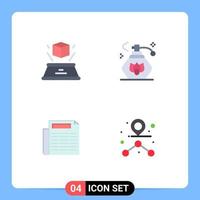 User Interface Pack of 4 Basic Flat Icons of box document presentation clean path Editable Vector Design Elements