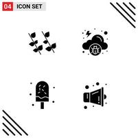 Pack of 4 creative Solid Glyphs of ecology dessert spring virus summer Editable Vector Design Elements
