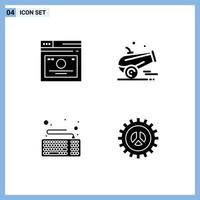 User Interface Pack of 4 Basic Solid Glyphs of layout computer quicklinks iftar hardware Editable Vector Design Elements