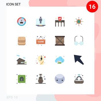 Pictogram Set of 16 Simple Flat Colors of board property computer insurance business Editable Pack of Creative Vector Design Elements
